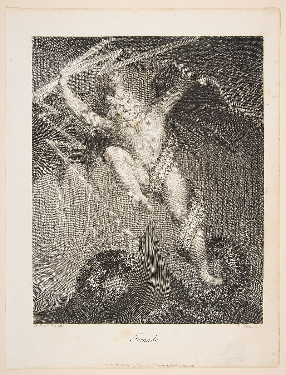 Tornado–Zeus Battling Typhon, from Erasmus Darwin's "Botanic Garden", William Blake (British, London 1757–1827 London), Engraving 