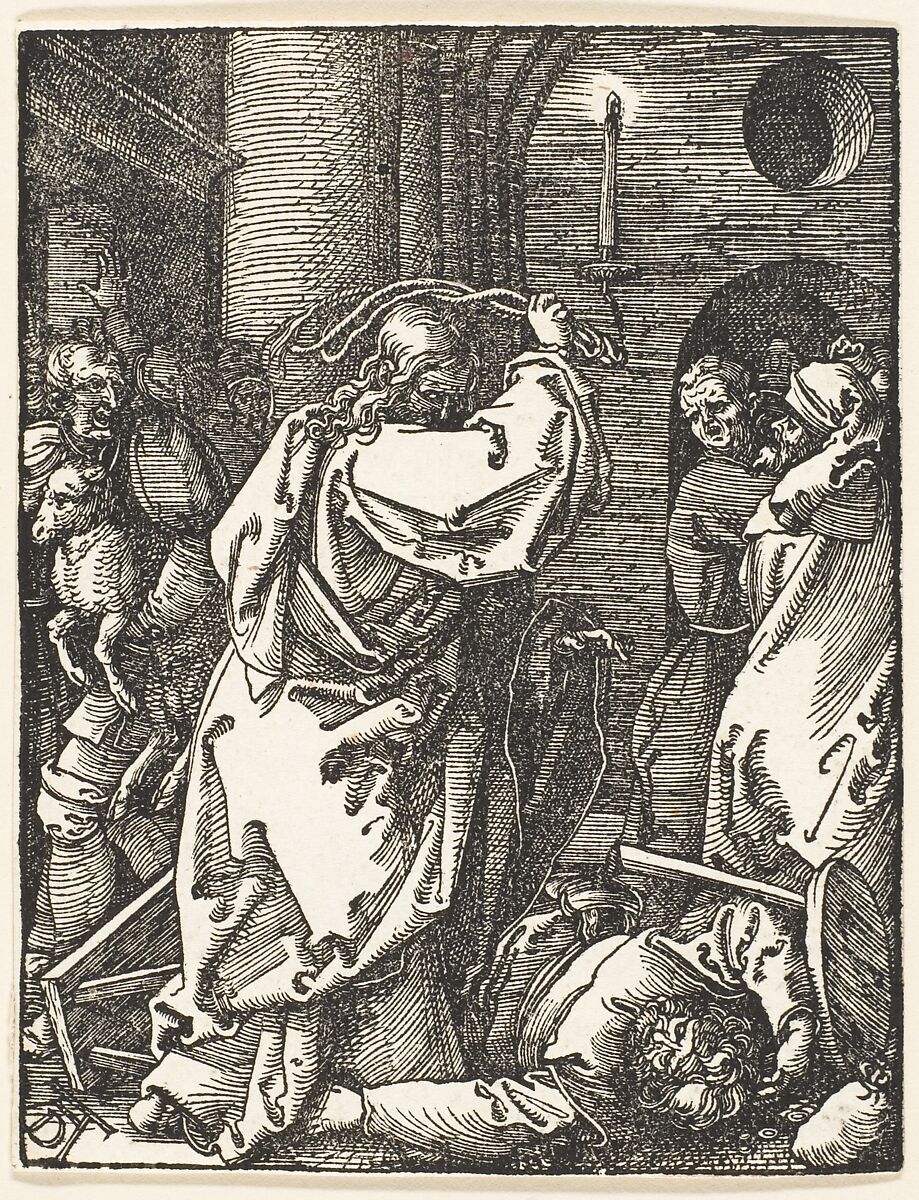 Christ Expelling the Money Lenders, from "The Small Passion", Albrecht Dürer (German, Nuremberg 1471–1528 Nuremberg), Woodcut 
