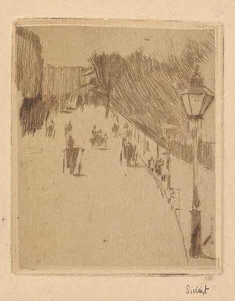 Piccadilly, Walter Richard Sickert (British, Munich 1860–1942 Bathampton, Somerset), Etching and drypoint on tan paper; second state 