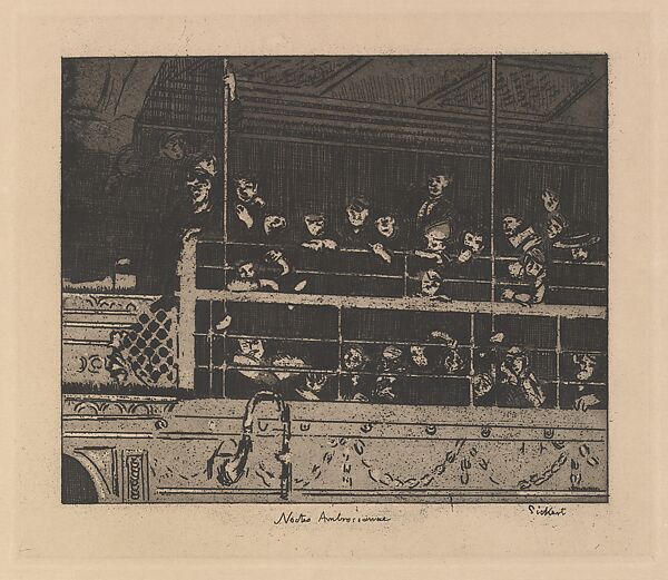 Noctes Ambrosianae, Walter Richard Sickert (British, Munich 1860–1942 Bathampton, Somerset), Etching and aquatint on tan wove paper; third state 