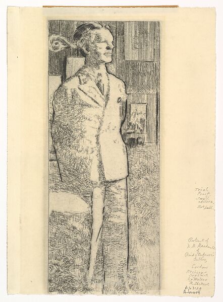 Portrait of Duncan Macdonald, Walter Richard Sickert (British, Munich 1860–1942 Bathampton, Somerset), Etching, drypoint and roulette; second state of three, trial proof 