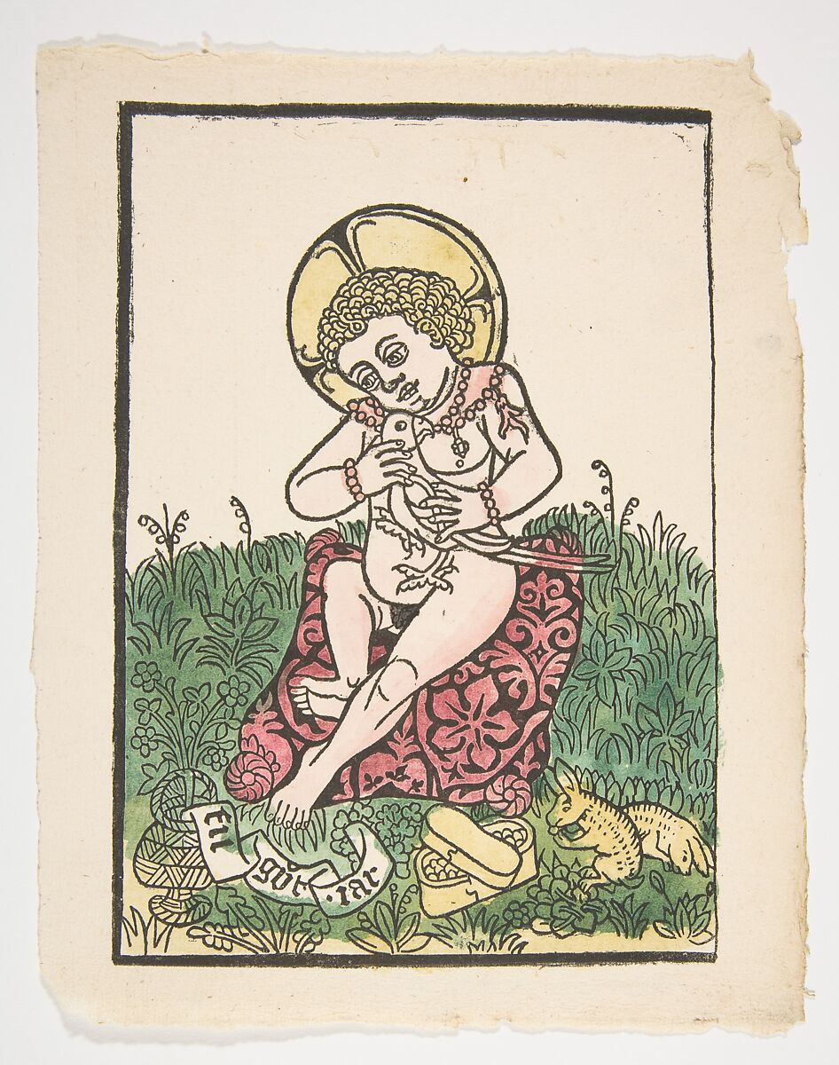 Christ Child With New Year's Wish (Schr. 784), Anonymous, German, 15th century, Woodcut, hand-colored (modern restrike) 