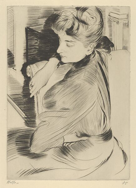 Meditation, Paul-César Helleu (French, Vannes 1859–1927 Paris), Drypoint on laid paper 