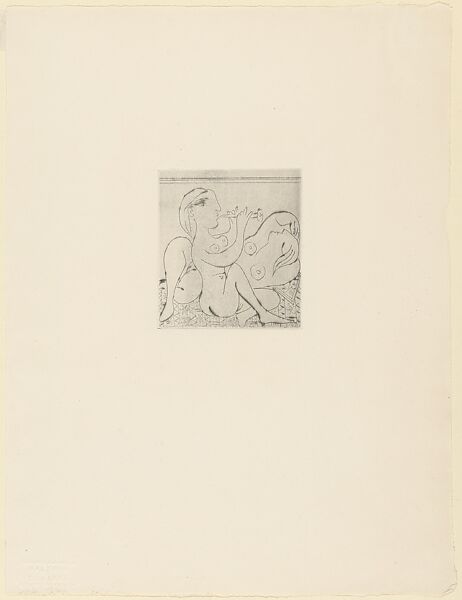 Flutist and Sleeping Woman II, Pablo Picasso (Spanish, Malaga 1881–1973 Mougins, France), Drypoint 