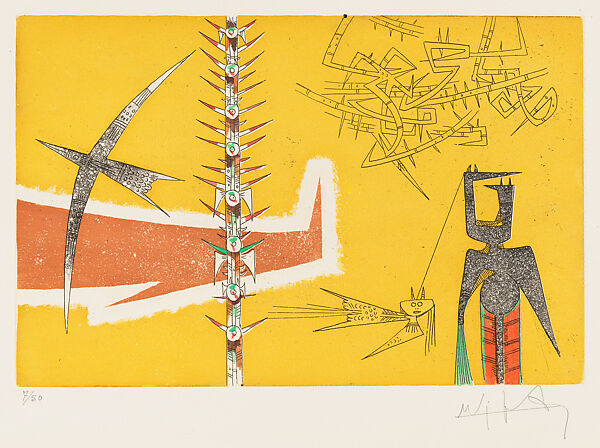 Untitled Abstraction with Figures, Wifredo Lam (Cuban, Sagua La Grande 1902–1982 Paris), Color etching, aqautint 