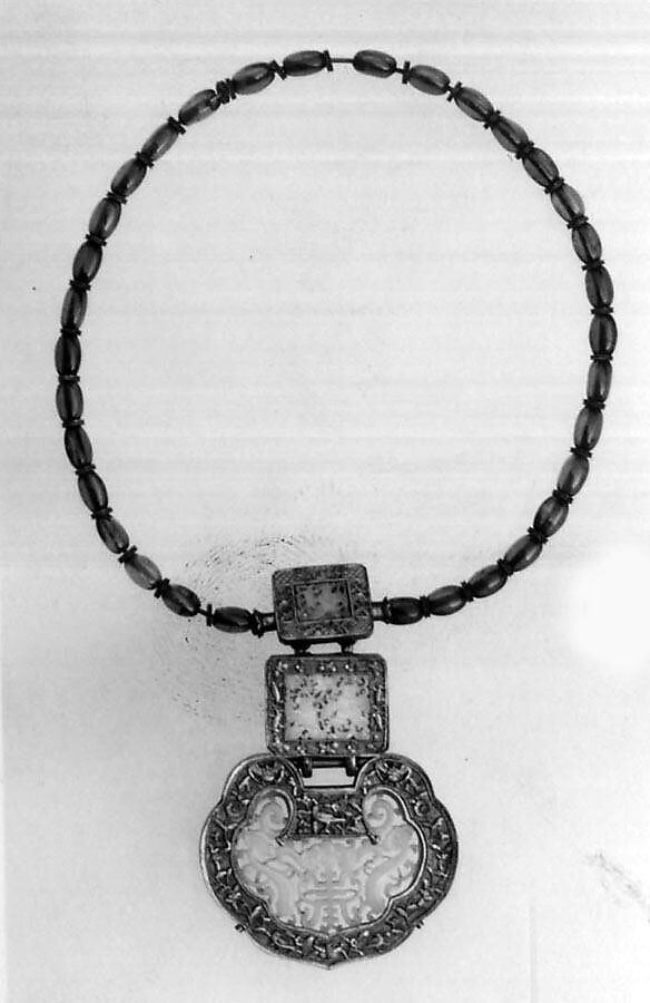 Necklace, Amber, jade and silver, Tibet 