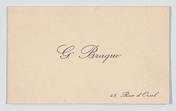 Georges Braque, calling card, Anonymous, Letterpress 