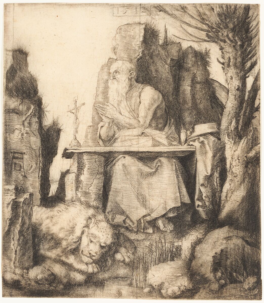 Saint Jerome by the Pollard Willow, Albrecht Dürer (German, Nuremberg 1471–1528 Nuremberg), Drypoint