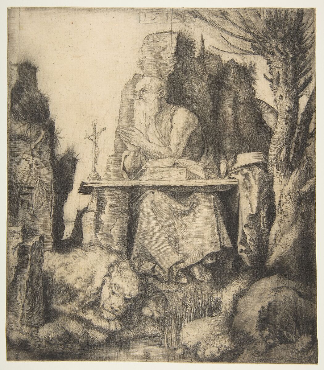 Saint Jerome by the Pollard Willow, Albrecht Dürer (German, Nuremberg 1471–1528 Nuremberg), Drypoint 