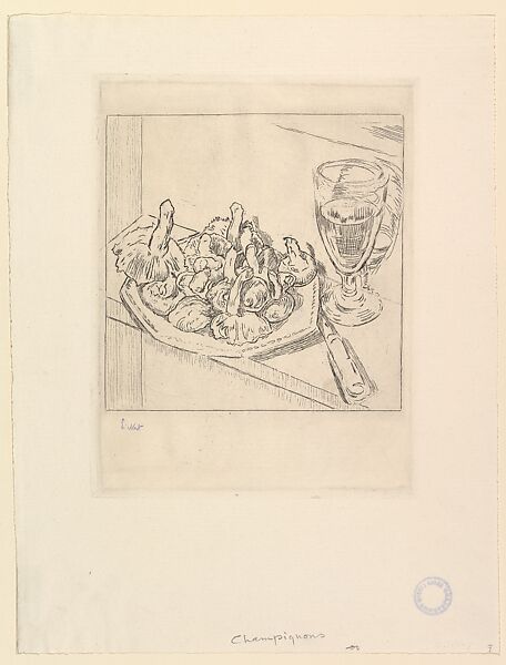 Mushrooms (The Small Plate), Walter Richard Sickert (British, Munich 1860–1942 Bathampton, Somerset), Etching; first state of three 