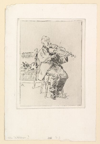 The Old Fiddler (The Small Plate), Walter Richard Sickert (British, Munich 1860–1942 Bathampton, Somerset), Etching; second state 