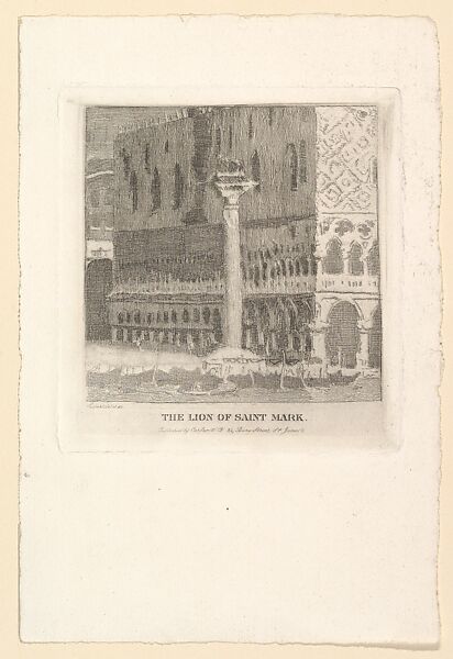 Venice, The Lion of St. Mark, Walter Richard Sickert (British, Munich 1860–1942 Bathampton, Somerset), Etching; third state of three 