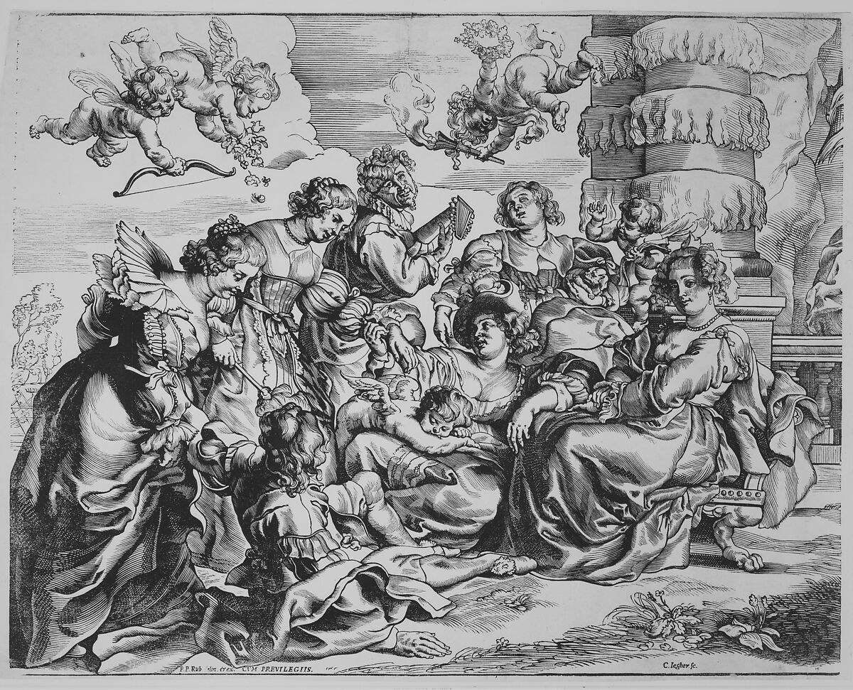 The Garden of Love (right block), Christoffel Jegher (Flemish, 1596–1652/53), Woodcut