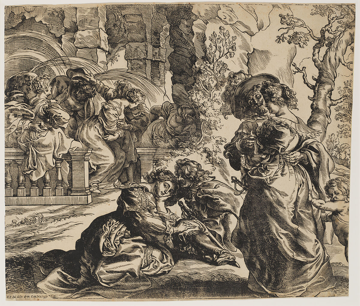 The Garden of Love (right block), Christoffel Jegher (Flemish, 1596–1652/53), Woodcut