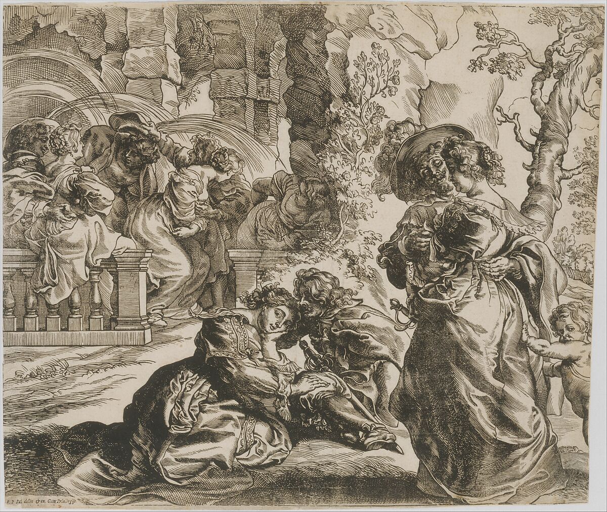 The Garden of Love (right block), Christoffel Jegher (Flemish, 1596–1652/53), Woodcut 