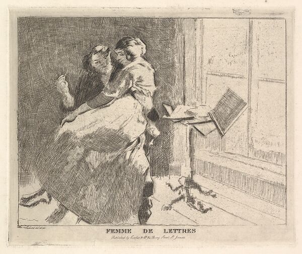 Femme de Lettres, Walter Richard Sickert (British, Munich 1860–1942 Bathampton, Somerset), Etching; seventh state (?) of seven 