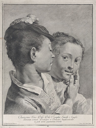 Plate 3: Boy with a hat touching the face of a girl; from 'Icones ad vivum expressae' after Giovanni Battista Piazzetta