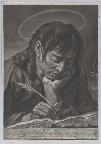 Saint John the Evangelist; head and shoulders, writing with a quill