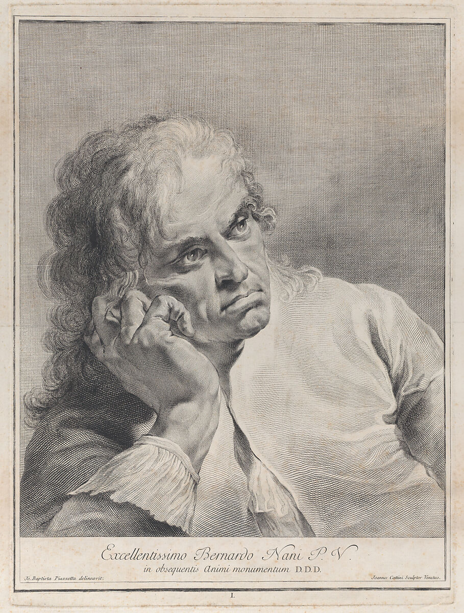 Plate 1: Pensive man resting his head on his hand; from 'Icones ad vivum expressae' after Giovanni Battista Piazzetta, Giovanni Cattini (Italian, Venice ca. 1715–ca. 1800 Venice), Etching 