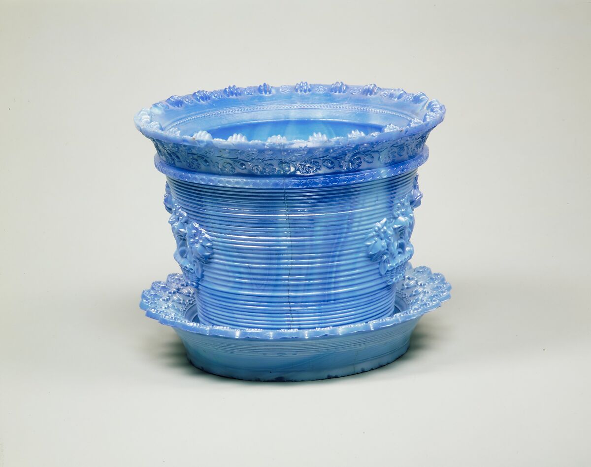 Flowerpot and stand, Probably Boston &amp; Sandwich Glass Company (American, 1825–1888, Sandwich, Massachusetts), Pressed glass, American 