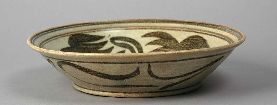 Dish with Floral Design, Stoneware with underglaze iron-oxide design, Thailand (Kalong)