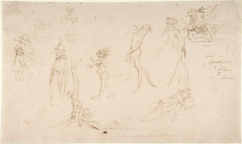 Studies of Imaginary Woodland Creatures and Other Figures