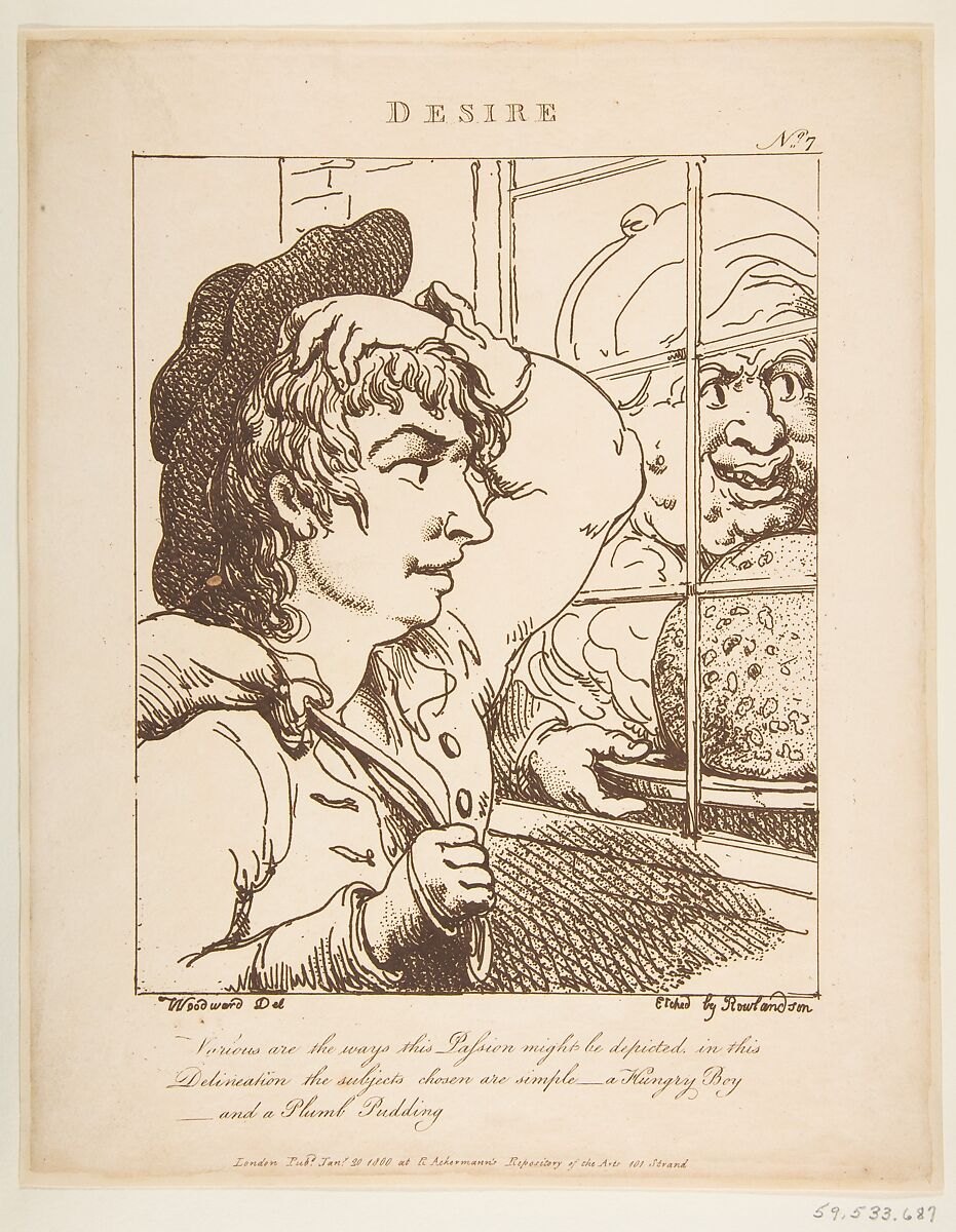 Le Brun Travested, or Caricatures of the Passions, Thomas Rowlandson (British, London 1757–1827 London), Etching, printed in brown ink, some hand-colored