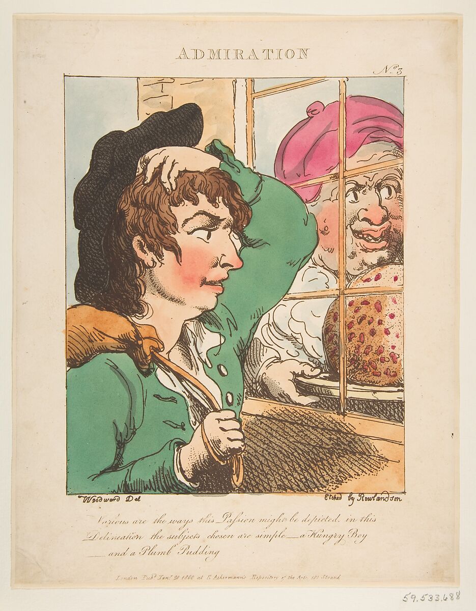 Le Brun Travested, or Caricatures of the Passions, Thomas Rowlandson (British, London 1757–1827 London), Etching, printed in brown ink, some hand-colored