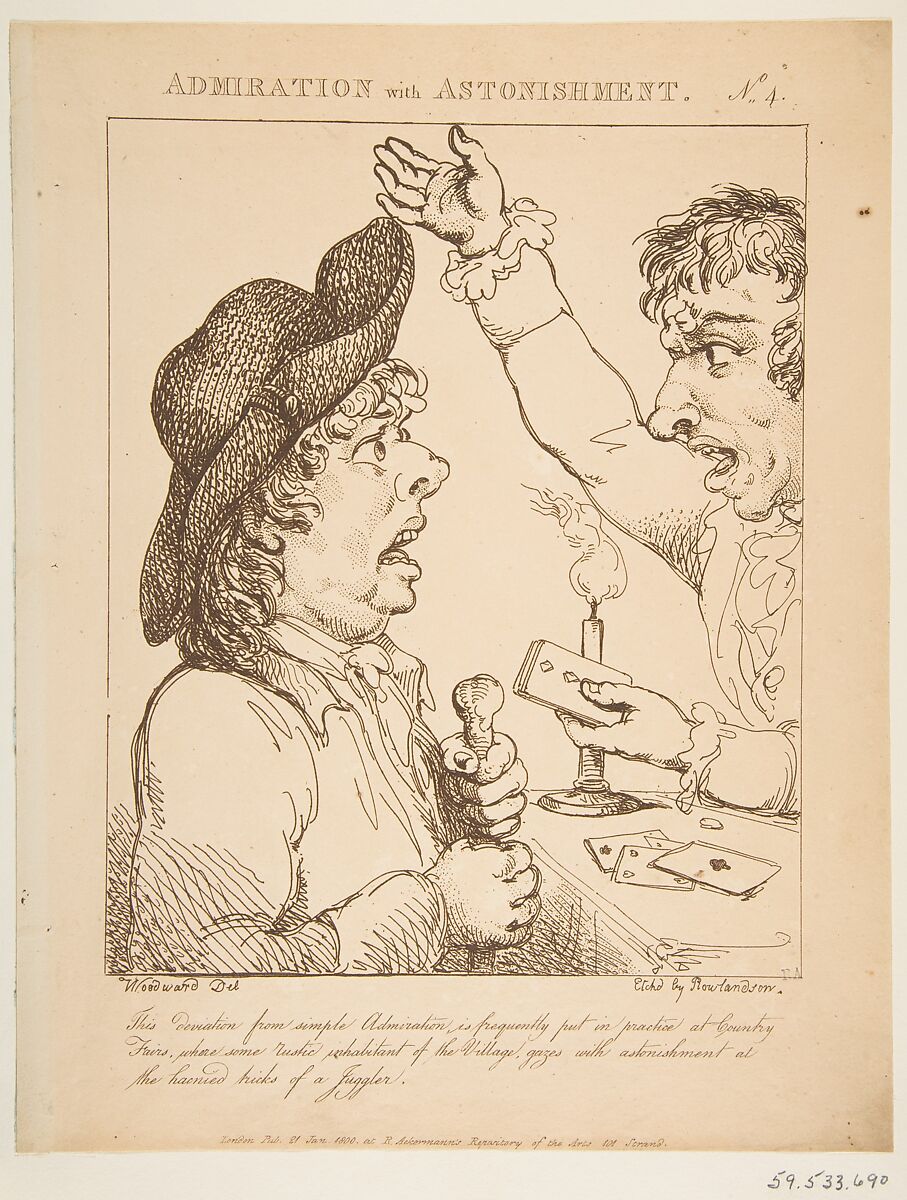 Le Brun Travested, or Caricatures of the Passions, Thomas Rowlandson (British, London 1757–1827 London), Etching, printed in brown ink, some hand-colored