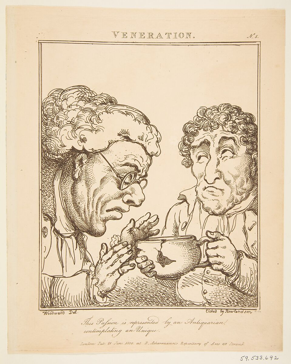 Le Brun Travested, or Caricatures of the Passions, Thomas Rowlandson (British, London 1757–1827 London), Etching, printed in brown ink, some hand-colored