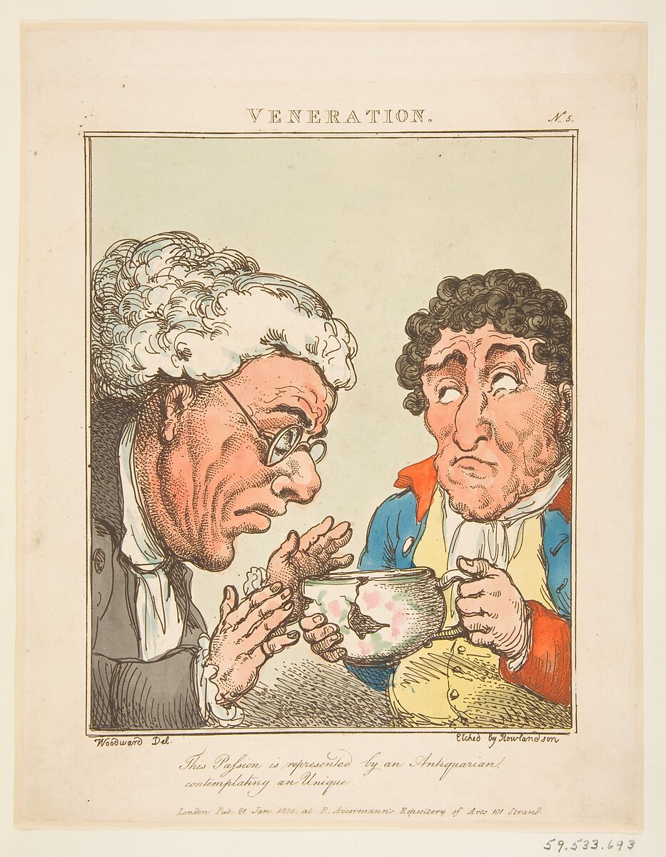 Le Brun Travested, or Caricatures of the Passions, Thomas Rowlandson (British, London 1757–1827 London), Etching, printed in brown ink, some hand-colored