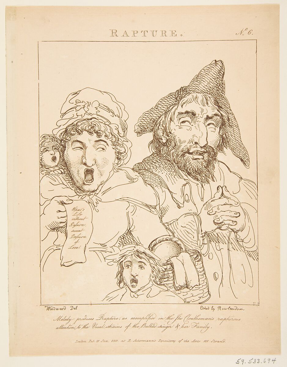 Le Brun Travested, or Caricatures of the Passions, Thomas Rowlandson (British, London 1757–1827 London), Etching, printed in brown ink, some hand-colored