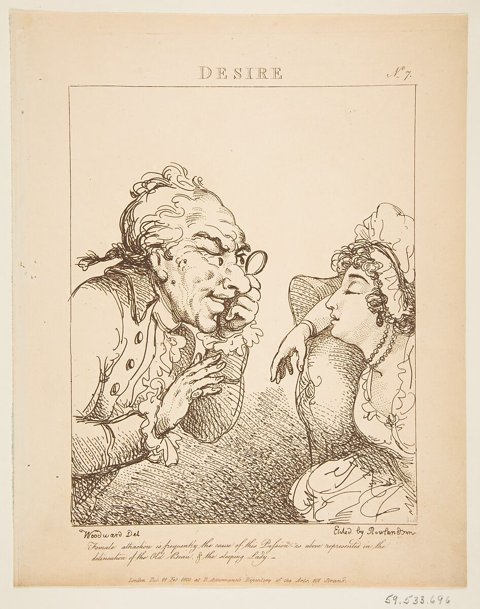 Le Brun Travested, or Caricatures of the Passions, Thomas Rowlandson (British, London 1757–1827 London), Etching, printed in brown ink, some hand-colored