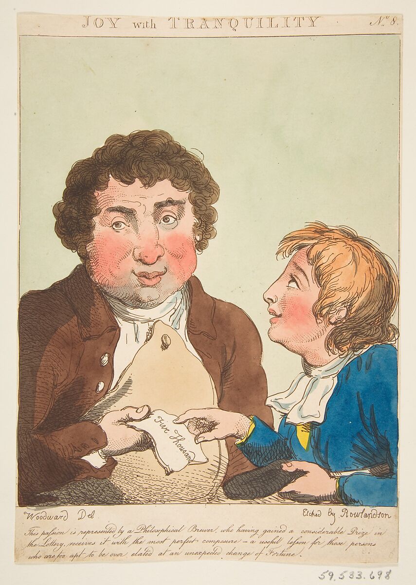 Le Brun Travested, or Caricatures of the Passions, Thomas Rowlandson (British, London 1757–1827 London), Etching, printed in brown ink, some hand-colored