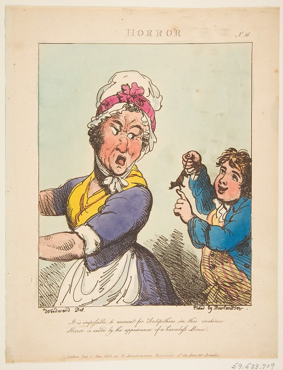 Le Brun Travested, or Caricatures of the Passions, Thomas Rowlandson (British, London 1757–1827 London), Etching, printed in brown ink, some hand-colored