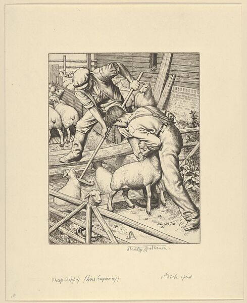 Sheep-Dipping, Stanley Arthur Charles Anderson (British, Bristol 1884–1966 Buckinghamshire), Engraving; first state 