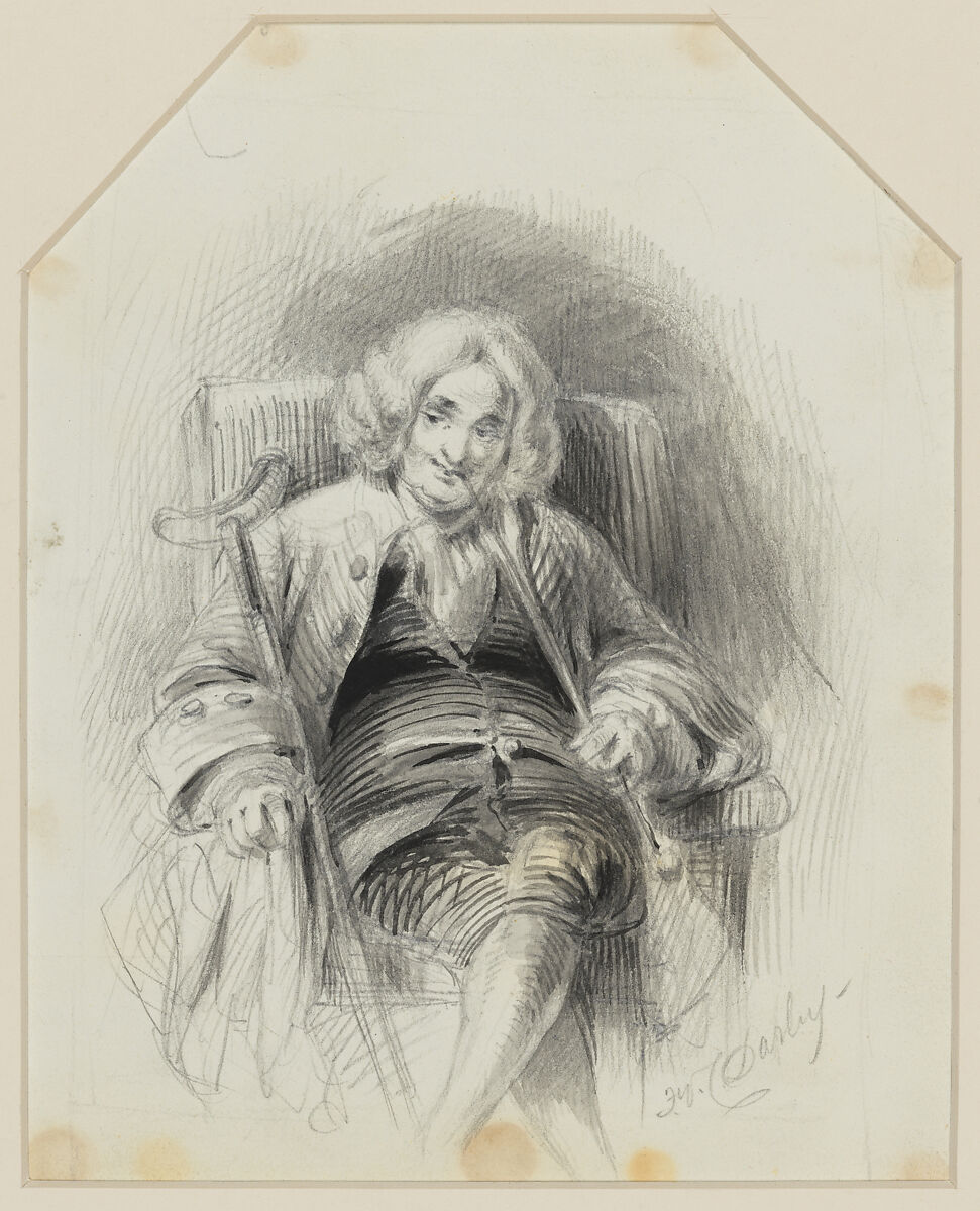 Uncle Toby (from Laurence Sterne's "Tristram Shandy"), Felix Octavius Carr Darley (American, Philadelphia, Pennsylvania 1822–1888 Claymont, Delaware), Graphite and ink wash 