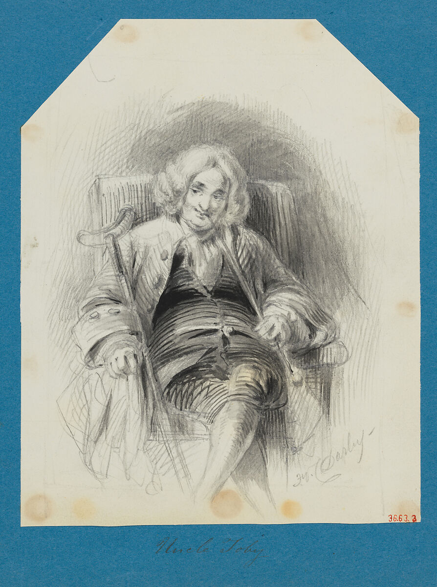Uncle Toby, from Laurence Sterne's "Tristram Shandy", Felix Octavius Carr Darley (American, Philadelphia, Pennsylvania 1822–1888 Claymont, Delaware), Graphite and ink wash