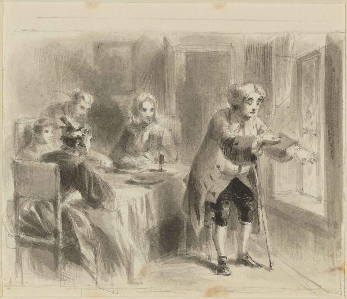 Uncle Toby and the Fly (from Laurence Sterne's "Tristram Shandy"), Felix Octavius Carr Darley (American, Philadelphia, Pennsylvania 1822–1888 Claymont, Delaware), Graphite and ink wash 