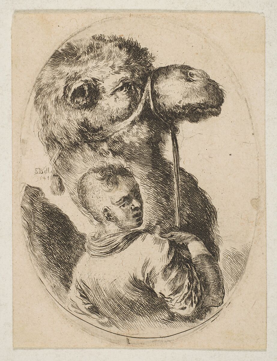 A slave holds a camel by the bridle, from 'Several heads in the Persian style' (Plusieurs têtes coiffées à la persienne), Etched by Stefano della Bella (Italian, Florence 1610–1664 Florence), Etching; second state of two 