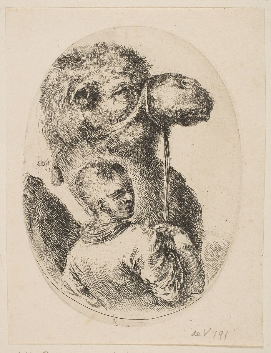 A slave holds a camel by the bridle, from "Several heads in the Persian style" (Plusieurs têtes coiffées à la persienne), Stefano della Bella (Italian, Florence 1610–1664 Florence), Etching; second state of two 