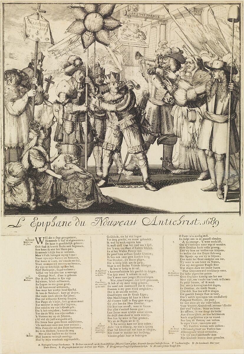 The Epiphany of the New Antichrist (L'Epiphane du Nouveau Antichrist), Romeyn de Hooghe (Dutch, Amsterdam 1645–1708 Haarlem), Etching and letterpress 