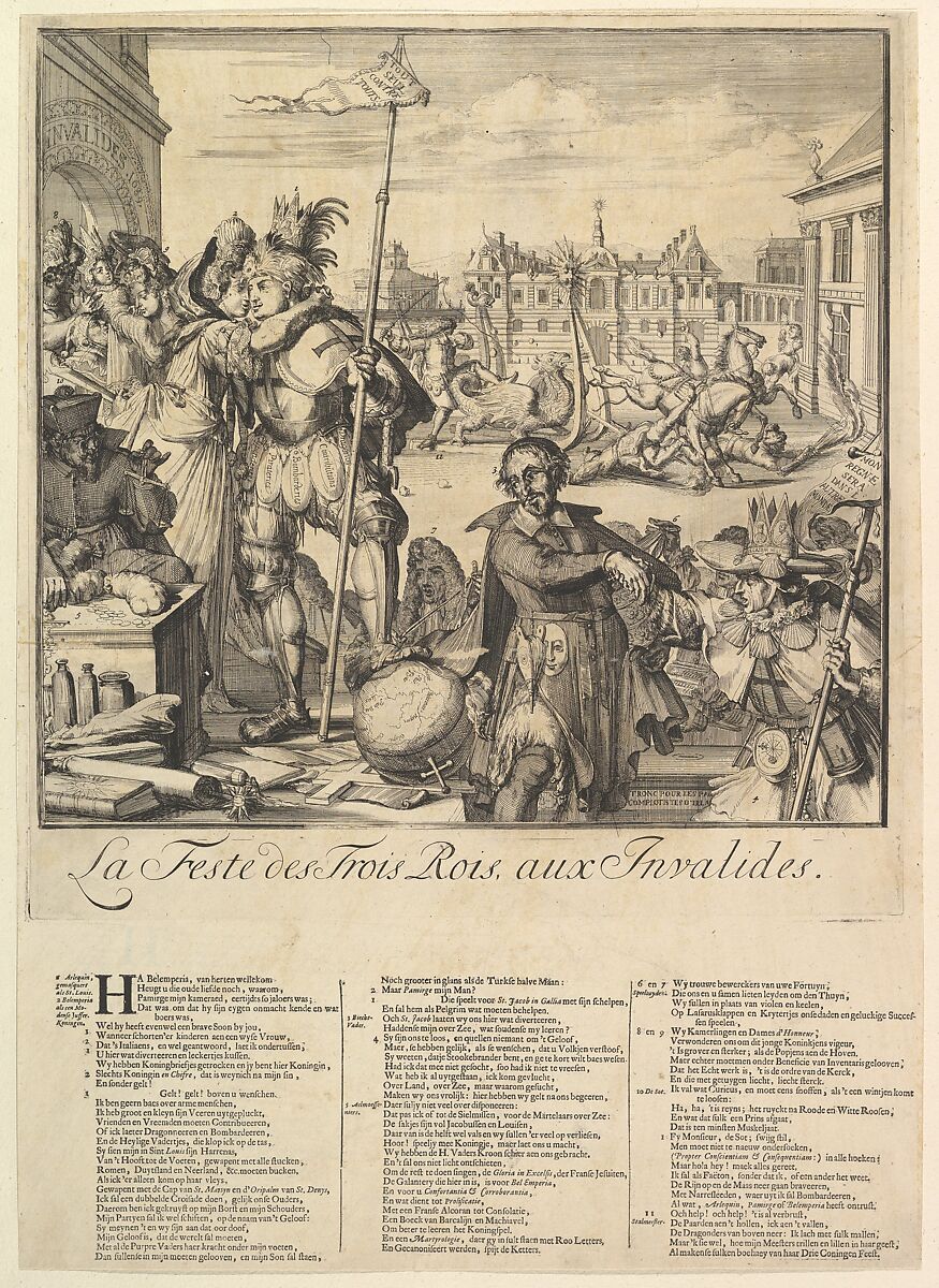 Le Feste des Trois Rois, Romeyn de Hooghe (Dutch, Amsterdam 1645–1708 Haarlem), Etching and letterpress 