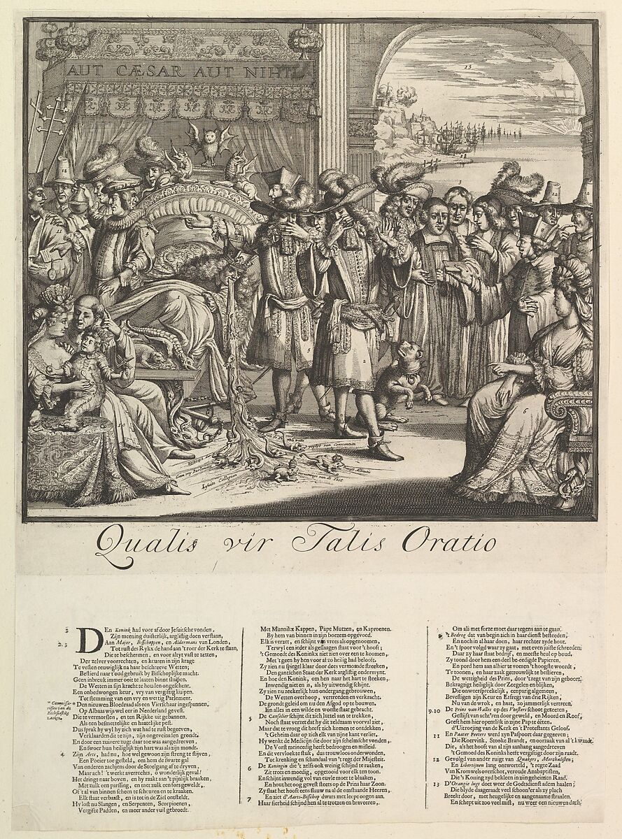 Qualis vir Talis Oratio, Romeyn de Hooghe (Dutch, Amsterdam 1645–1708 Haarlem), Etching and letterpress 