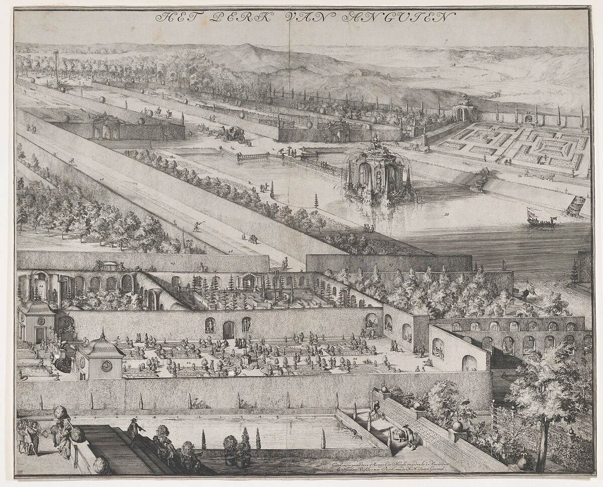 Detail of the Park at Enghien (right half), Romeyn de Hooghe (Dutch, Amsterdam 1645–1708 Haarlem), Etching 