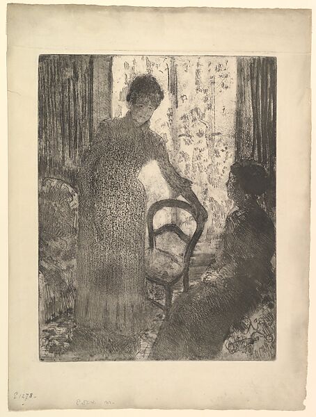 The Visitor, Mary Cassatt (American, Pittsburgh, Pennsylvania 1844–1926 Le Mesnil-Théribus, Oise), Soft-ground etching, aquatint, etching, drypoint and fabric texture; fifth state of six 