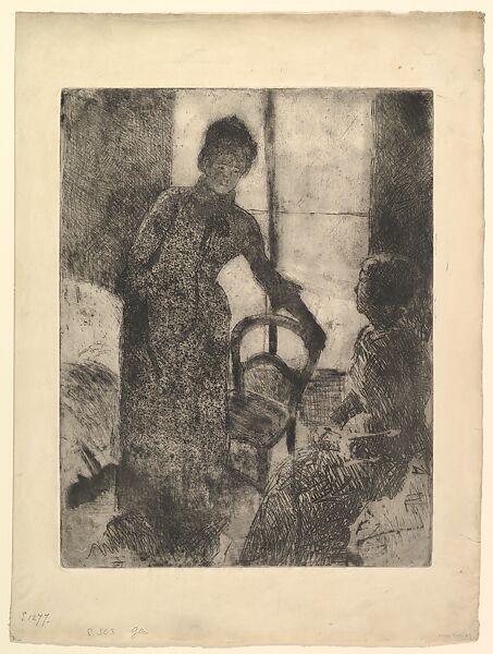The Visitor, Mary Cassatt  American, Soft-ground etching, aquatint, etching, drypoint and fabric texture; third state of six