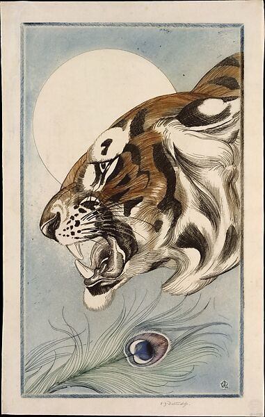 Tiger, Edward Julius Detmold (British, London 1883–1957 Montgomery, Wales), Etching with drypoint, printed in color 