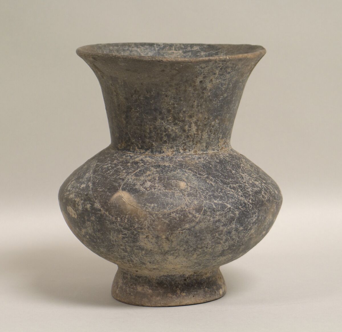 Footed Vessel, Earthenware with incised decoration, Thailand 
