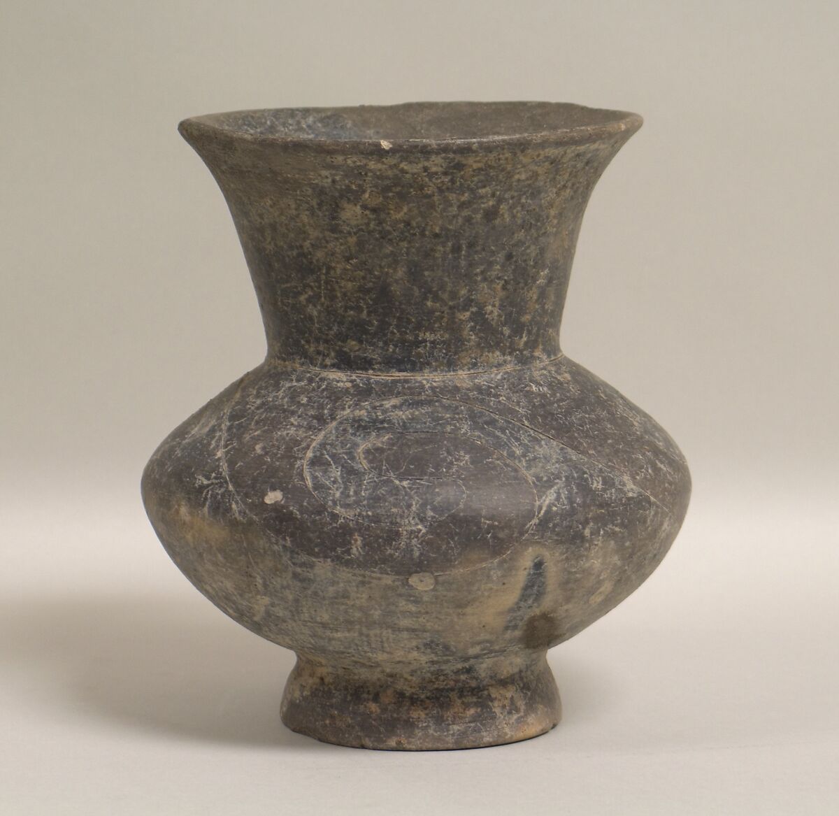 Footed Vessel, Earthenware with incised decoration, Thailand